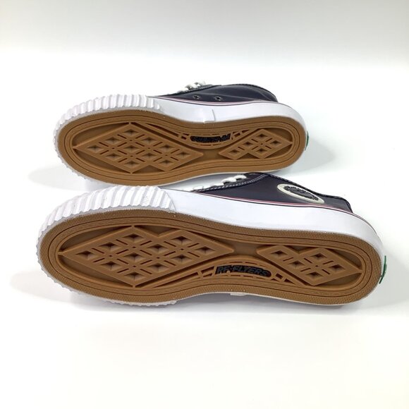 PF Flyers Navy High-Top Sneakers Faux Leather Rubber Toe Caps W8 M6.5 - Picture 5 of 8